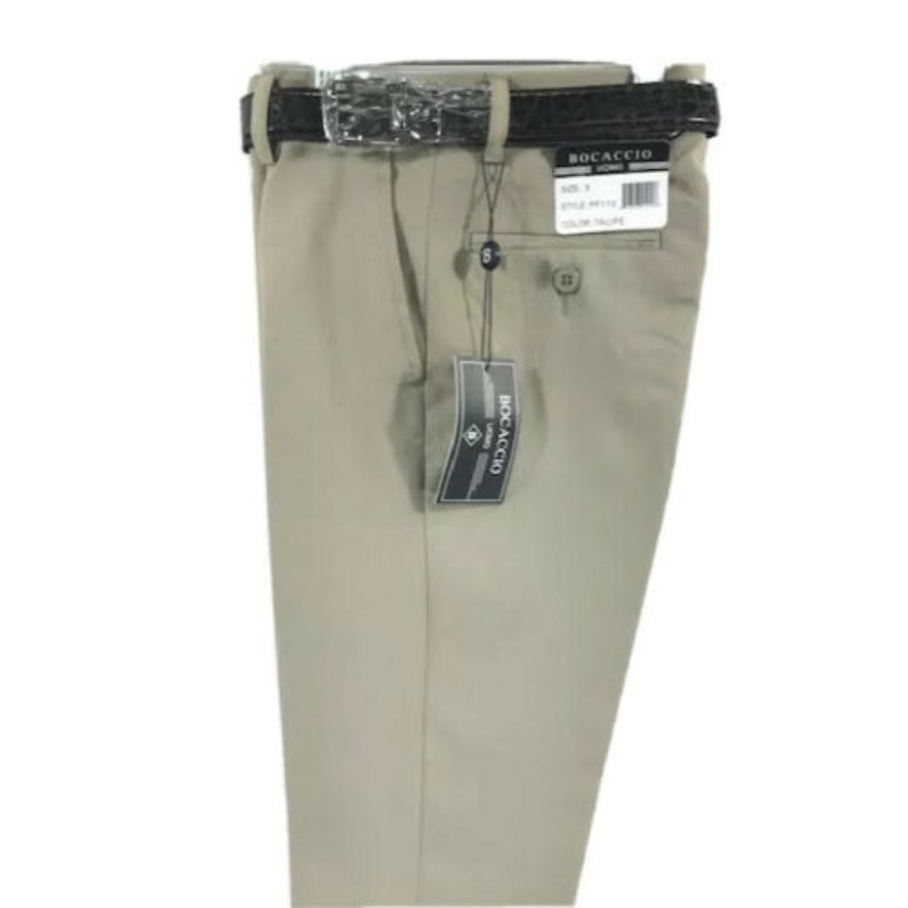 Bocaccio Uomo Boy's Dress Pants Taupe with Belt Flat Front Sizes 4 - 20
